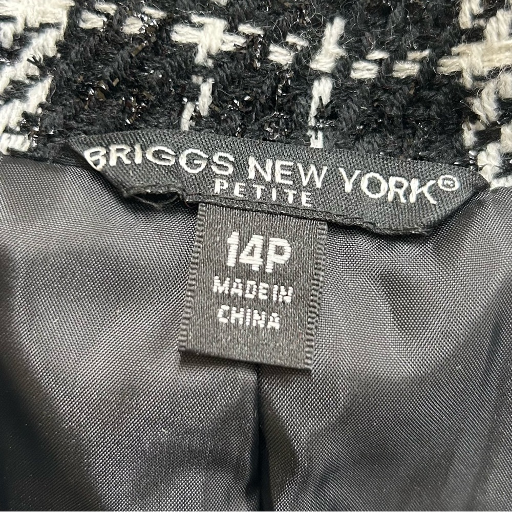 NEW Briggs New York Black and White Checkered Blazer Size 14 P - Picture 6 of 8